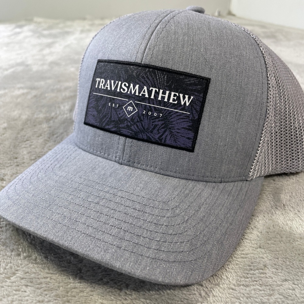 Travis Mathew Trucker Hat Cap Heather Grey Mesh Snapback Golf Vented Light